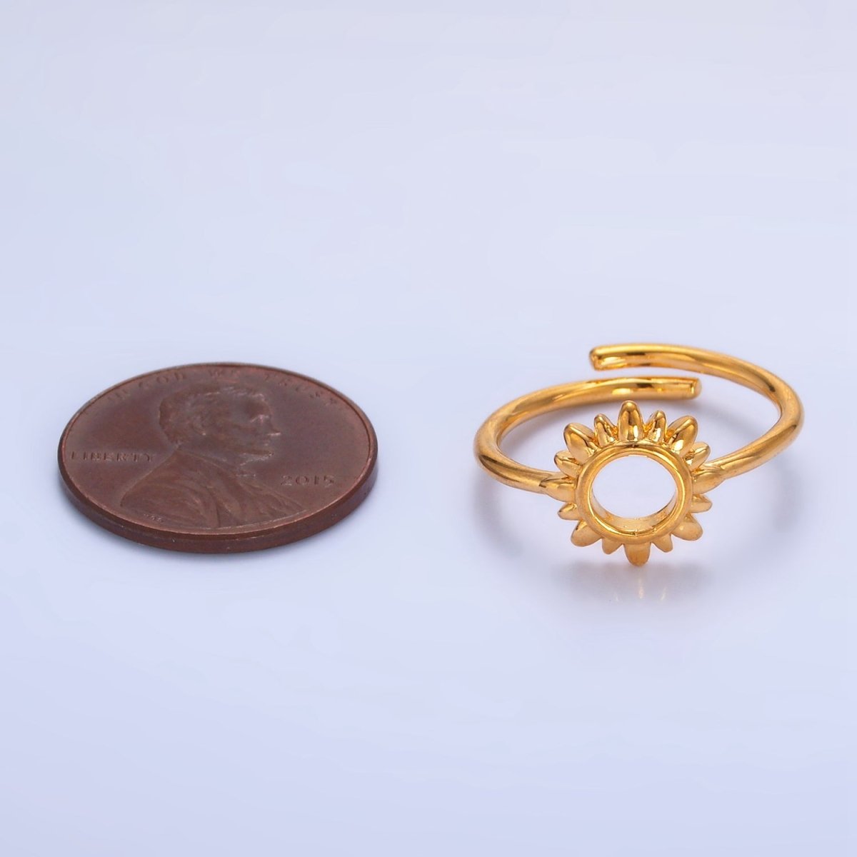 24K Gold plated Celestial Sun Open Minimalist Ring | R018 - DLUXCA