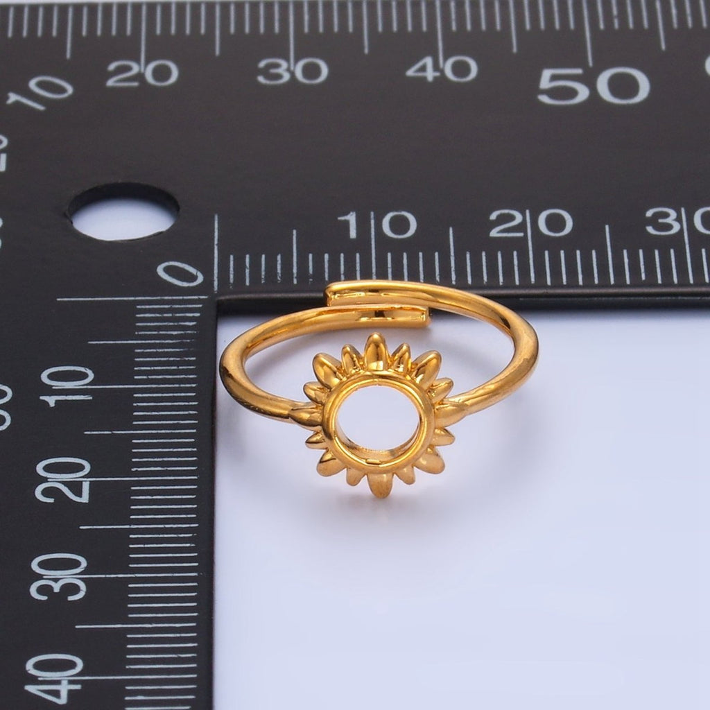 24K Gold plated Celestial Sun Open Minimalist Ring | R018 - DLUXCA