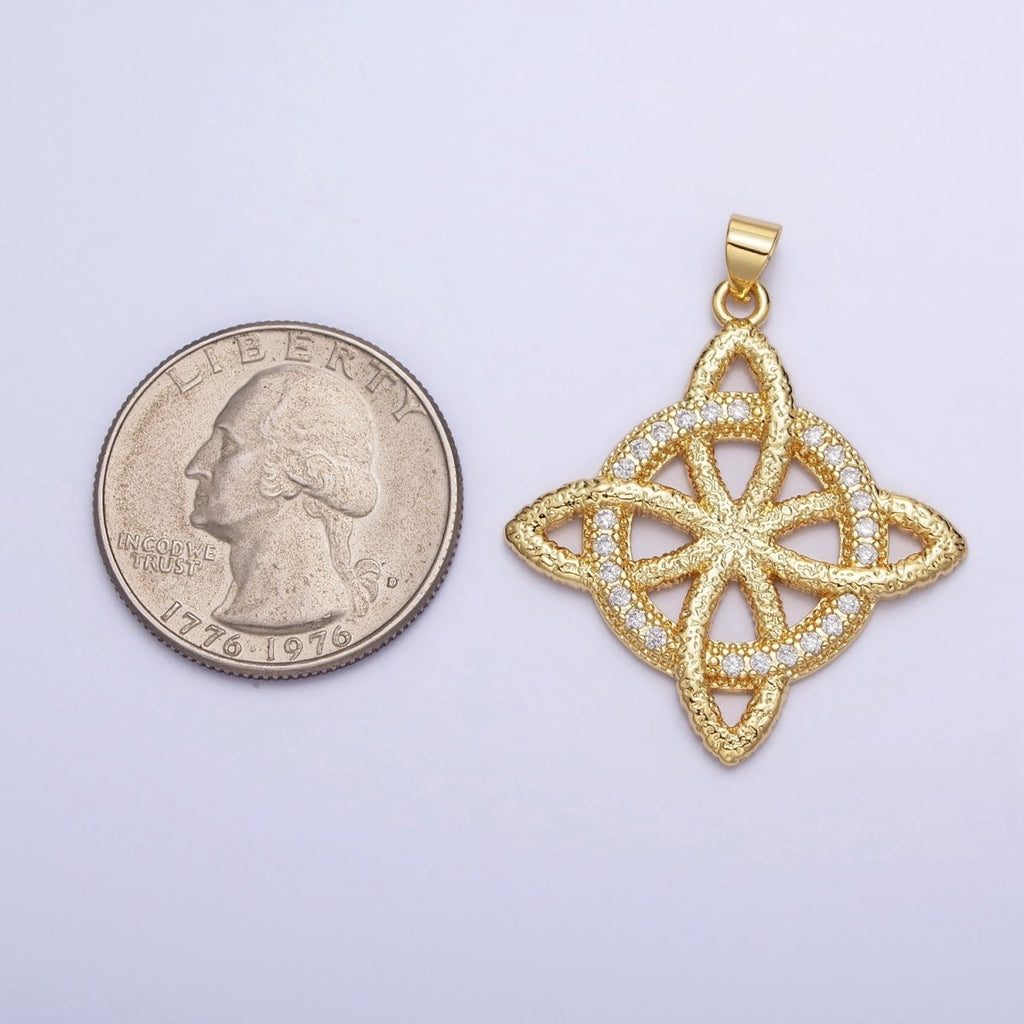 24K Gold plated Celtic Knots Pendant AA257 - DLUXCA