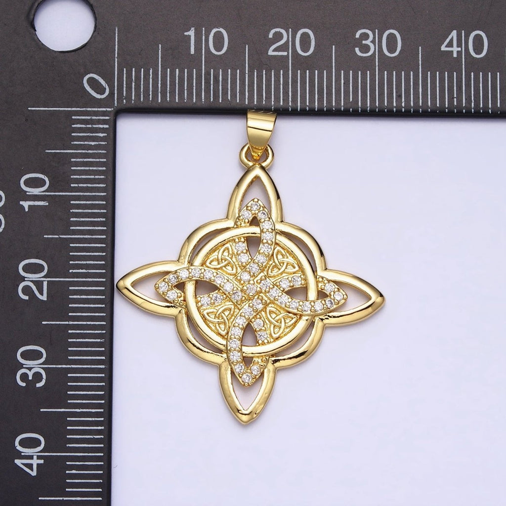 24K Gold plated Celtic Woven Necklace Pendant Celtic Knot Charm AA260 - DLUXCA
