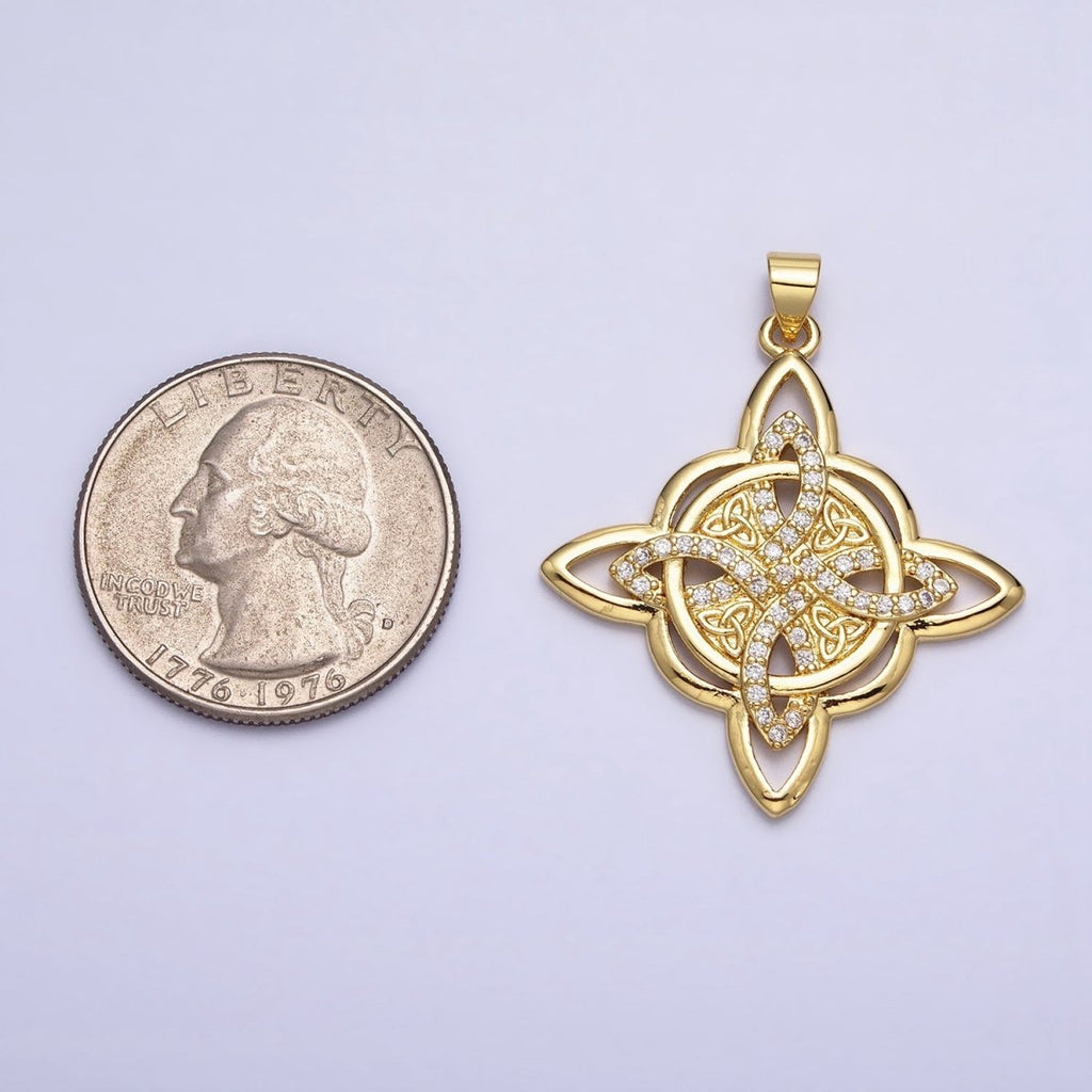 24K Gold plated Celtic Woven Necklace Pendant Celtic Knot Charm AA260 - DLUXCA