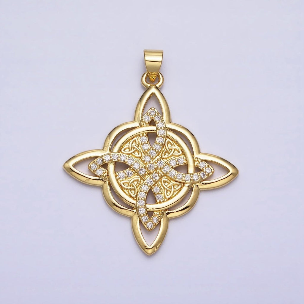 24K Gold plated Celtic Woven Necklace Pendant Celtic Knot Charm AA260 - DLUXCA