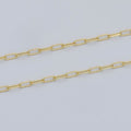 24K Gold plated Chain by Yard 2.2mmx5.4mm Delicate Elongated Flat Link Rectangle Cable Chain PAPECLIP chain | ROLL-470 Clearance Pricing Overstock - DLUXCA