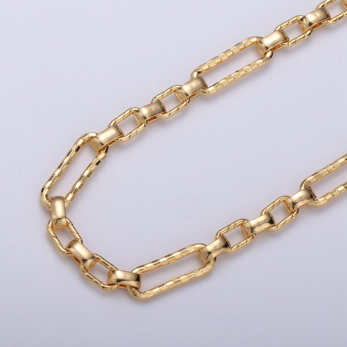 24K Gold plated Chain By Yard, Long and short Fancy Chain By Yard, Wholesale Roll Chain For Jewelry Making | ROLL-370 Clearance Pricing - DLUXCA