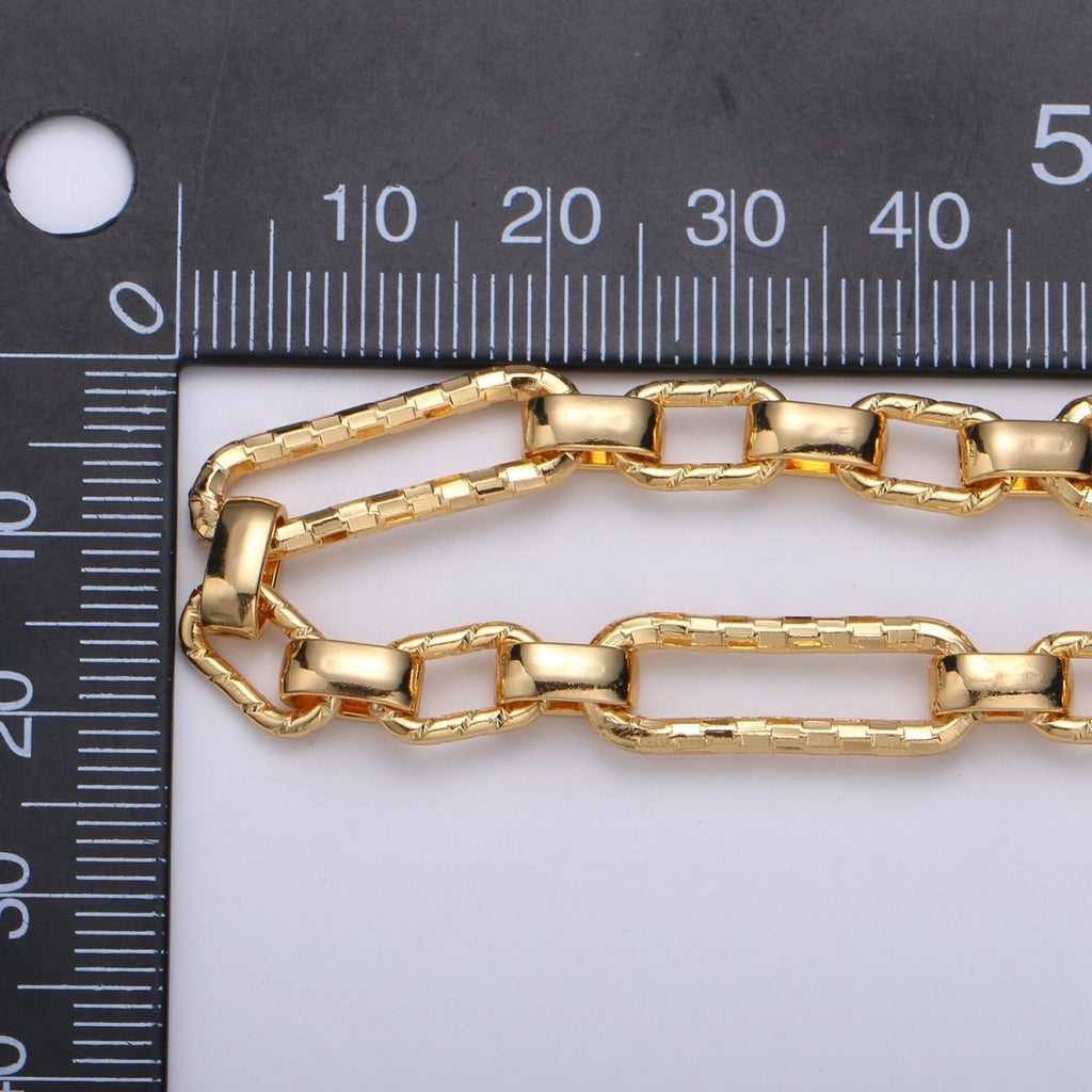 24K Gold plated Chain By Yard, Long and short Fancy Chain By Yard, Wholesale Roll Chain For Jewelry Making | ROLL-370 Clearance Pricing - DLUXCA