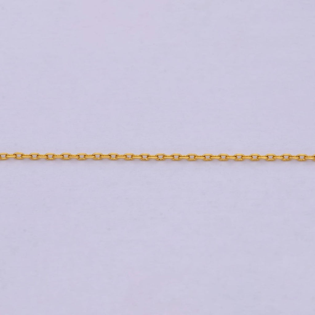 24K Gold plated Chain Necklace, Dainty 0.9mm Cable Finished Chain, 17.5" Inch Layering Necklace | WA-615 Clearance Pricing - DLUXCA