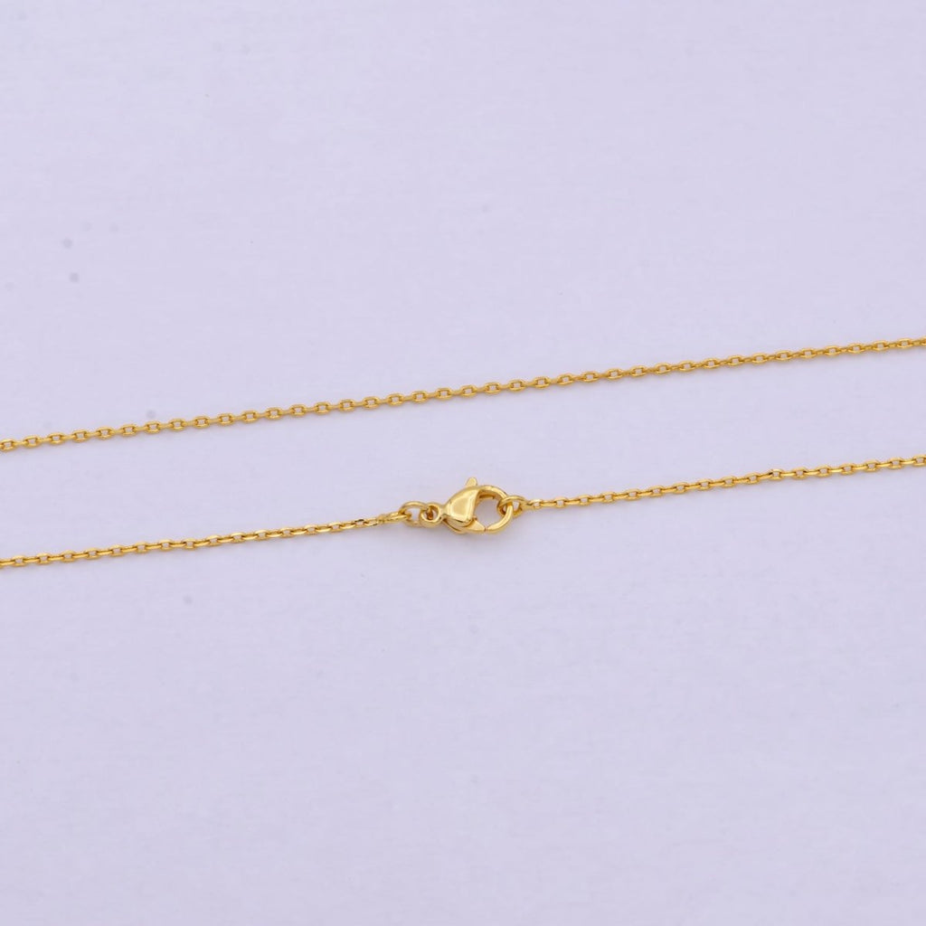 24K Gold plated Chain Necklace, Dainty 0.9mm Cable Finished Chain, 17.5" Inch Layering Necklace | WA-615 Clearance Pricing - DLUXCA