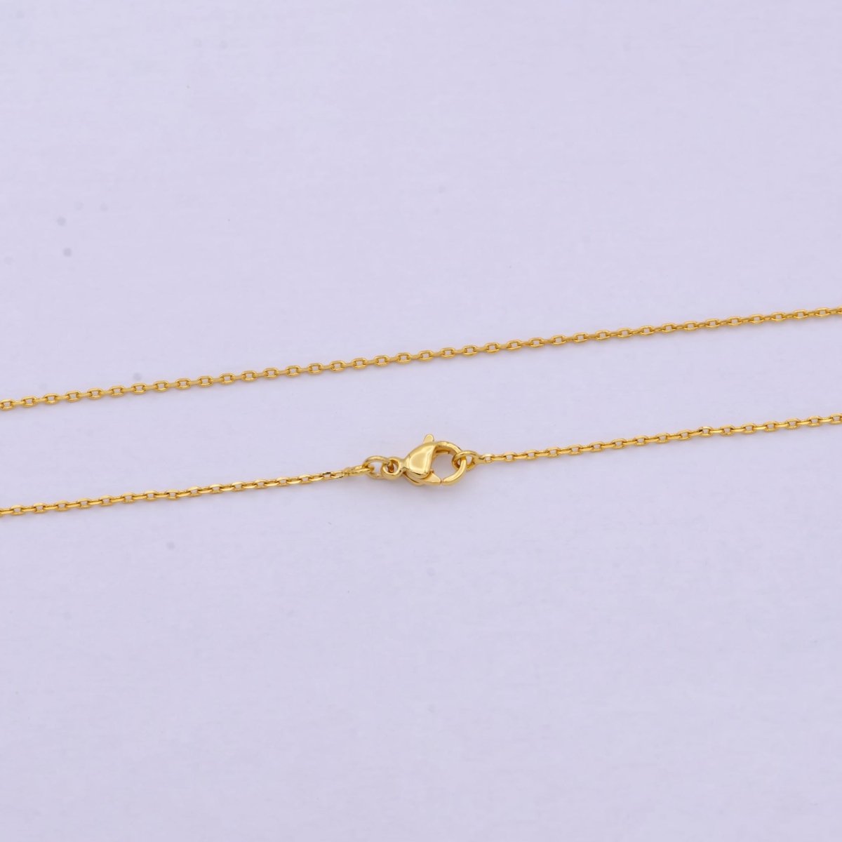 24K Gold plated Chain Necklace, Dainty 0.9mm Cable Finished Chain, 17.5" Inch Layering Necklace | WA-615 Clearance Pricing - DLUXCA
