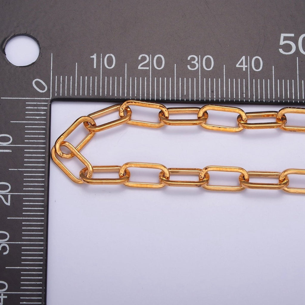 24k Gold plated Chain Paper Clip Chain Necklace 19.5 inch long | WA-1379 Clearance Pricing - DLUXCA