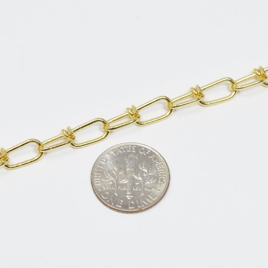 24K Gold plated Chain Twisted by Yard, Oval Chain 17.8X5mm link DESIGNED Chain for Necklace Bracelet Anklet Supply Component | ROLL-426 Clearance Pricing - DLUXCA