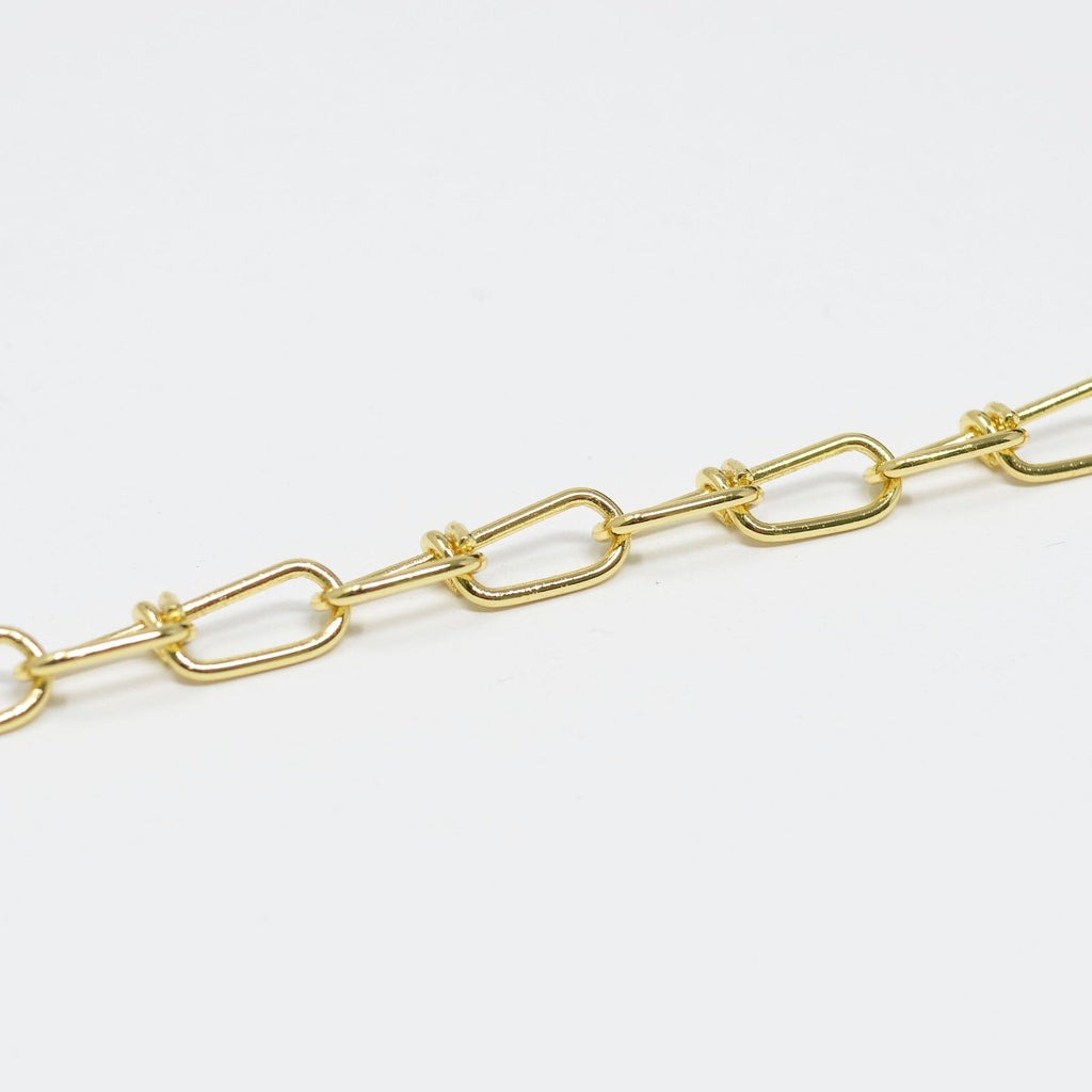 24K Gold plated Chain Twisted by Yard, Oval Chain 17.8X5mm link DESIGNED Chain for Necklace Bracelet Anklet Supply Component | ROLL-426 Clearance Pricing - DLUXCA