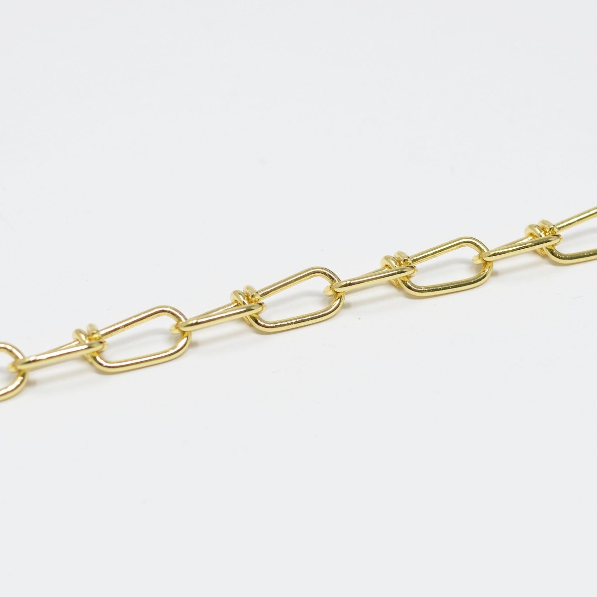 24K Gold plated Chain Twisted by Yard, Oval Chain 17.8X5mm link DESIGNED Chain for Necklace Bracelet Anklet Supply Component | ROLL-426 Clearance Pricing - DLUXCA