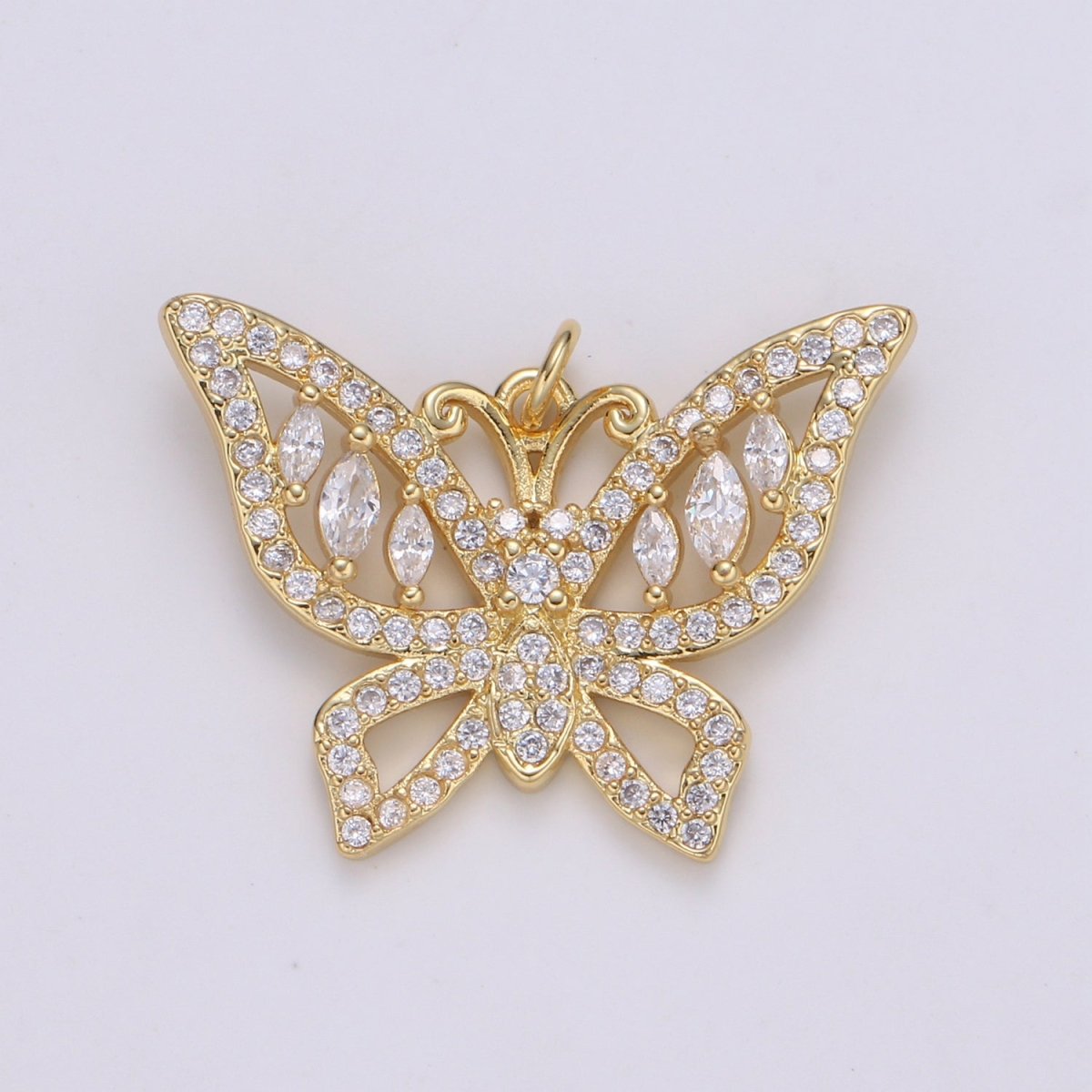 24k Gold plated Charm Dainty Micro Pave Butterfly Charm Gold Animal Jewelry Inspired Cubic Mariposa Butterfly pendant for Necklace Bracelet E-134 - DLUXCA