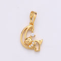 24k Gold plated Charm Sleeping Teddy Bear On Crescent Moon with Cz Micro Pave Charms for Kids Daughter Necklace Christmas Jewelry Gift IDea J-081 - DLUXCA