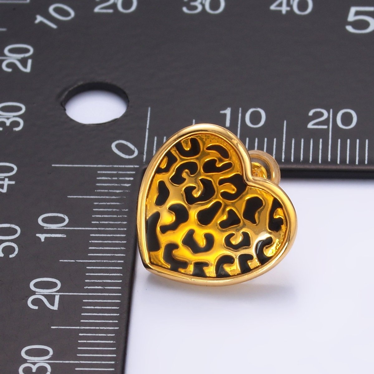 24K Gold plated Cheetah Print Heart Stud Earrings | AB853 