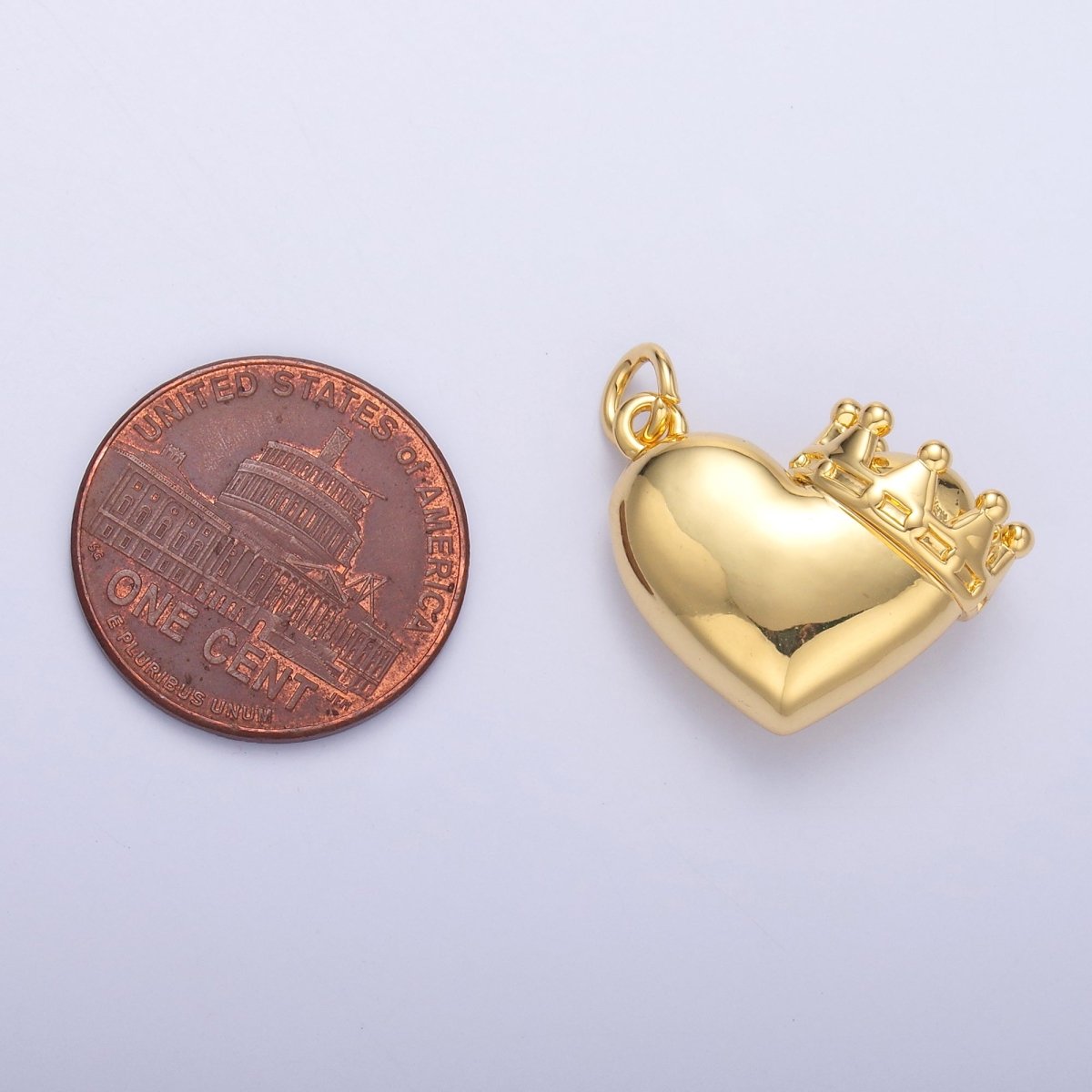 24K Gold plated Chubby Heart Crown Charm in Gold & Silver | C038 - DLUXCA