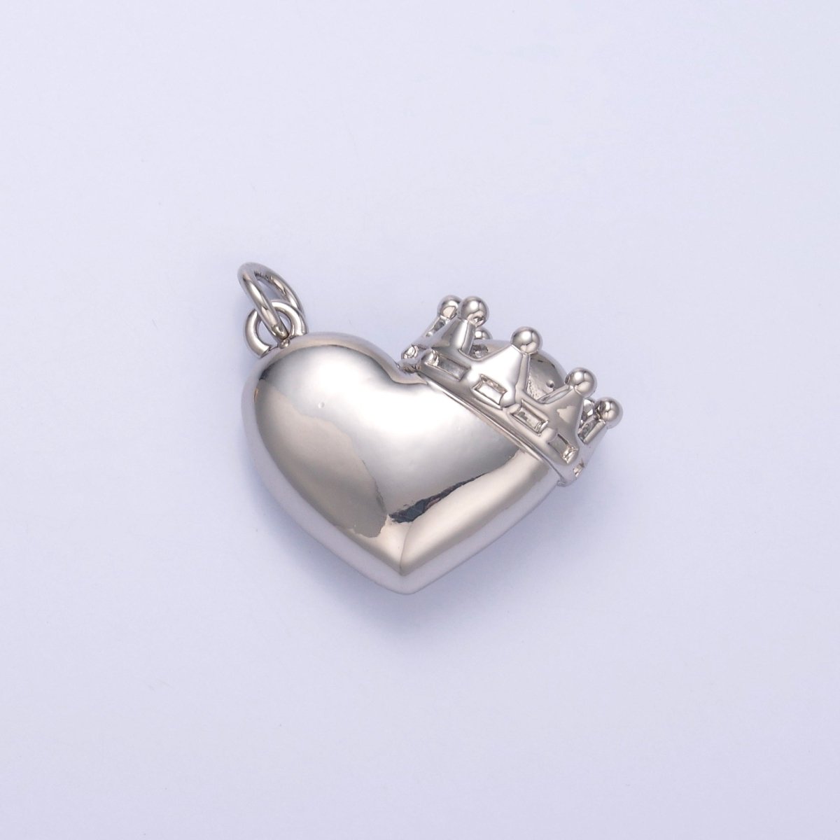 24K Gold plated Chubby Heart Crown Charm in Gold & Silver | C038 - DLUXCA