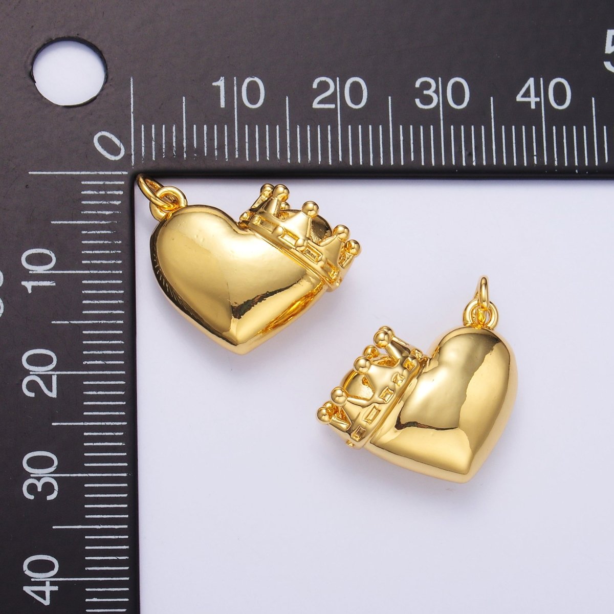 24K Gold plated Chubby Heart Crown Charm in Gold & Silver | C038 - DLUXCA