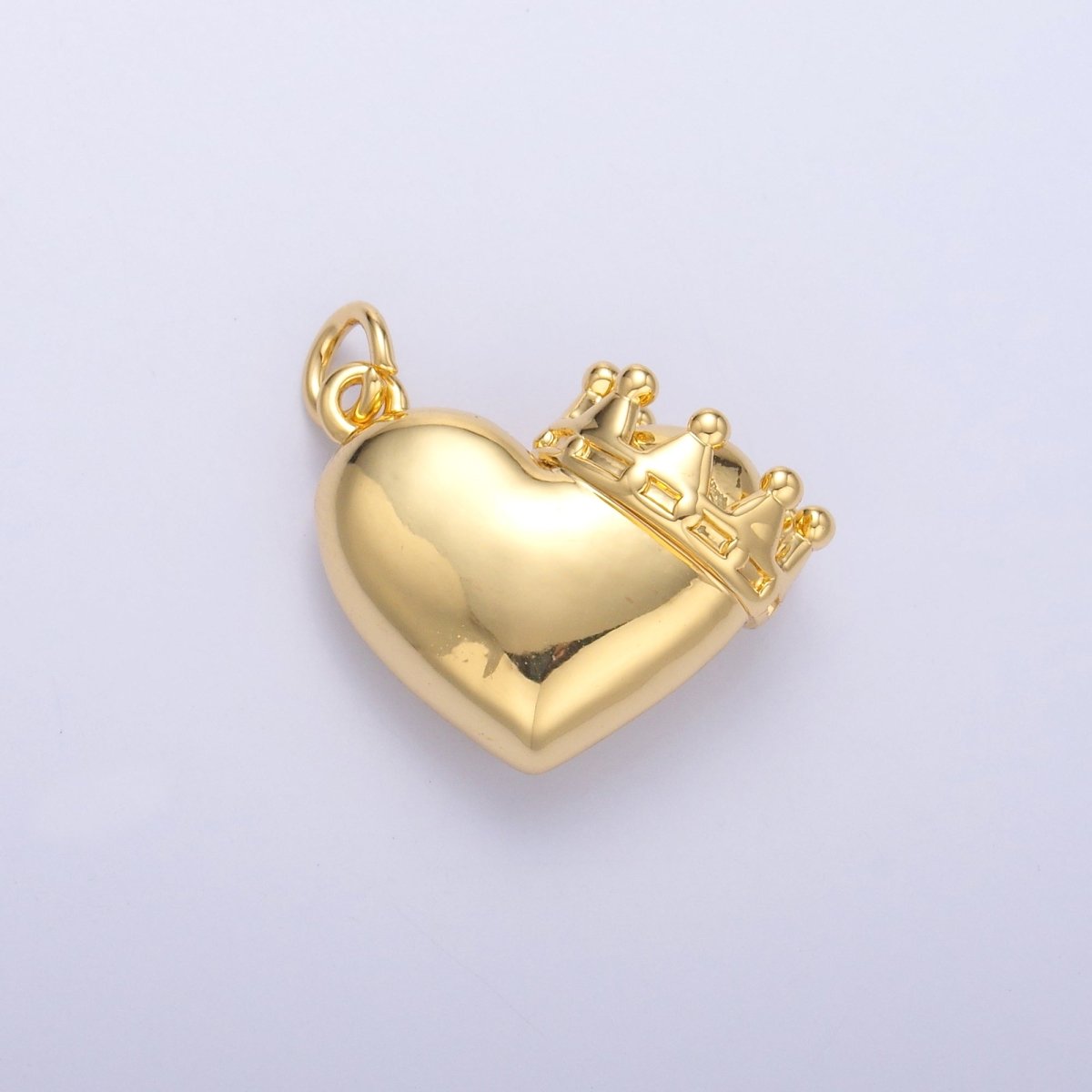 24K Gold plated Chubby Heart Crown Charm in Gold & Silver | C038 - DLUXCA