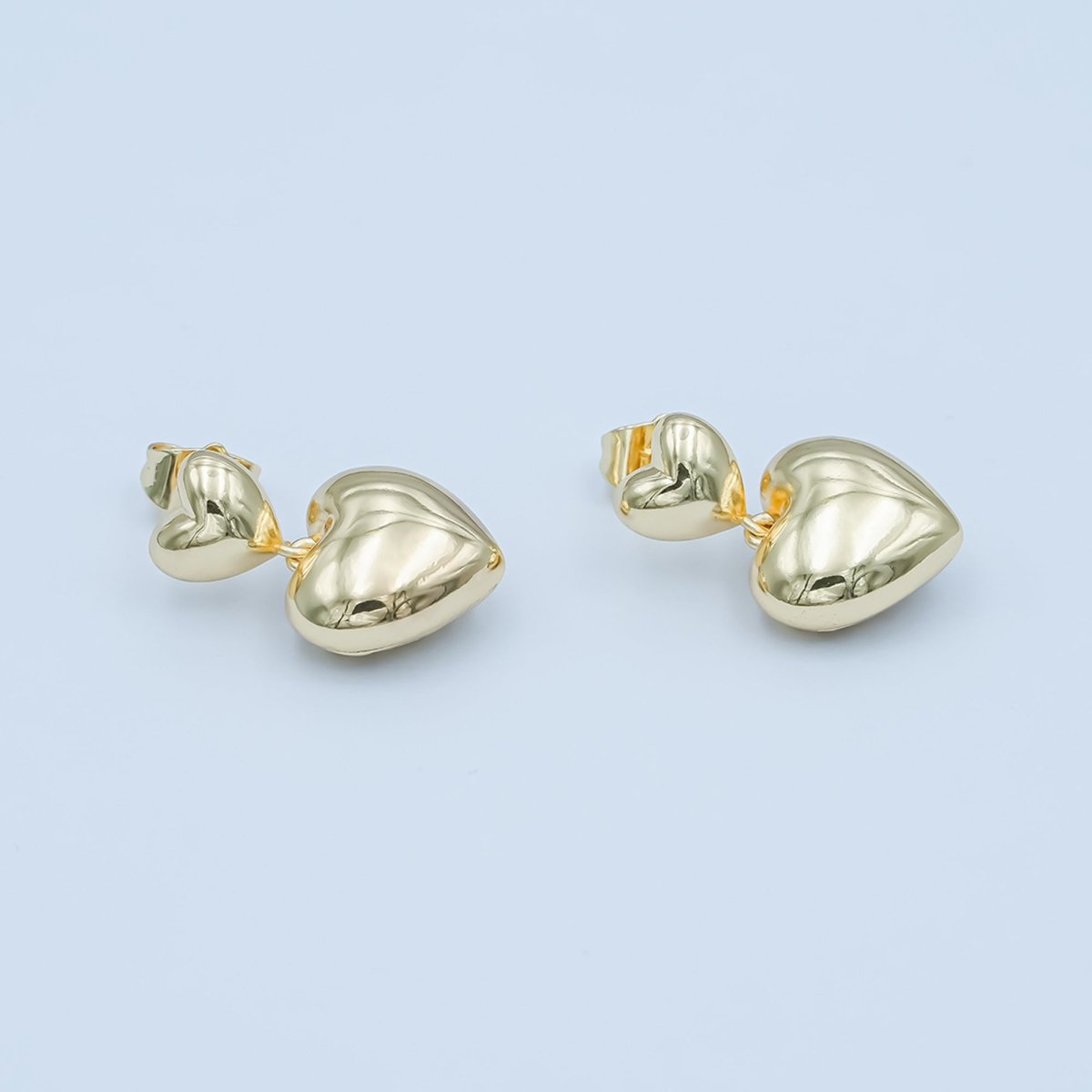 24K Gold plated Chubby Heart Minimalist Stud Earrings | AD1226 - DLUXCA