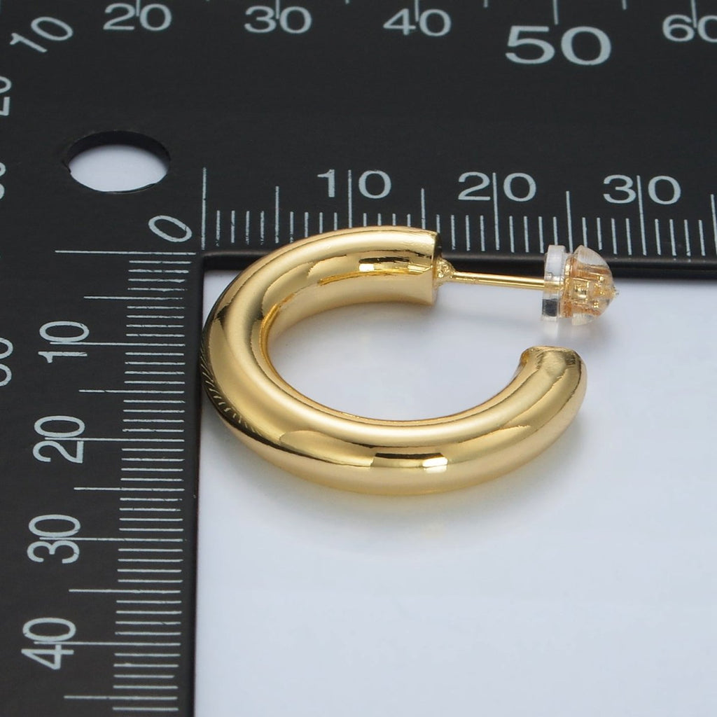 24k Gold plated Chunky Minimalist Tube Hoop Earrings | AD - 644 - DLUXCA
