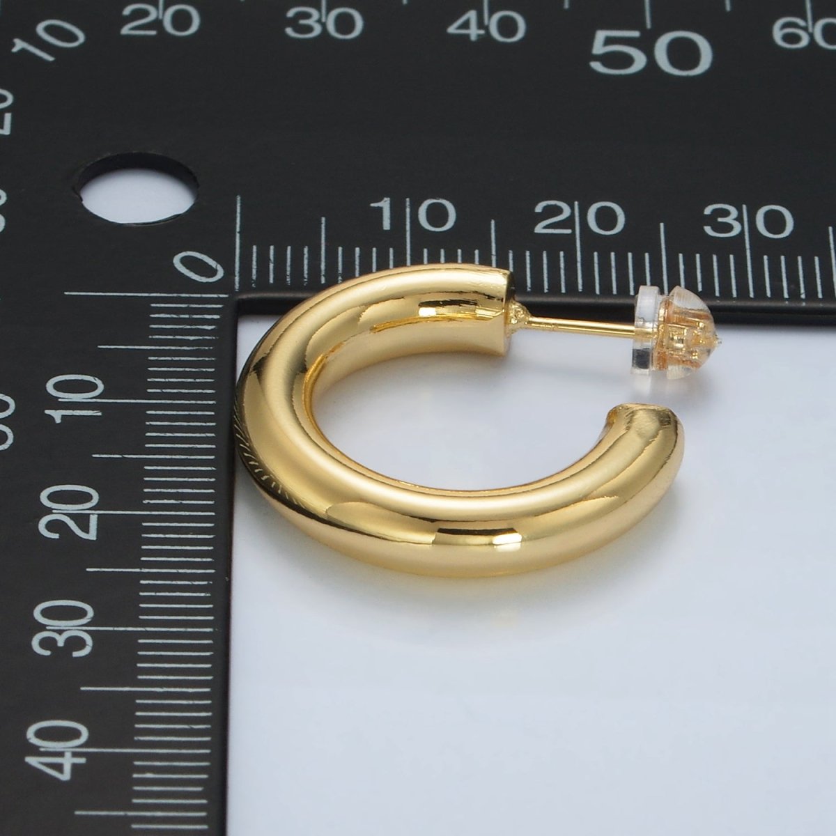 24k Gold plated Chunky Minimalist Tube Hoop Earrings | AD - 644 - DLUXCA
