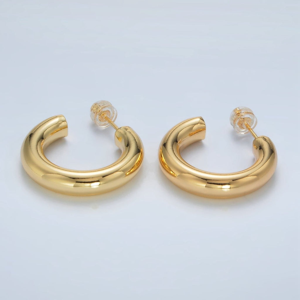 24k Gold plated Chunky Minimalist Tube Hoop Earrings | AD - 644 - DLUXCA