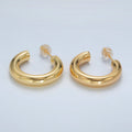 24k Gold plated Chunky Minimalist Tube Hoop Earrings | AD - 644 - DLUXCA