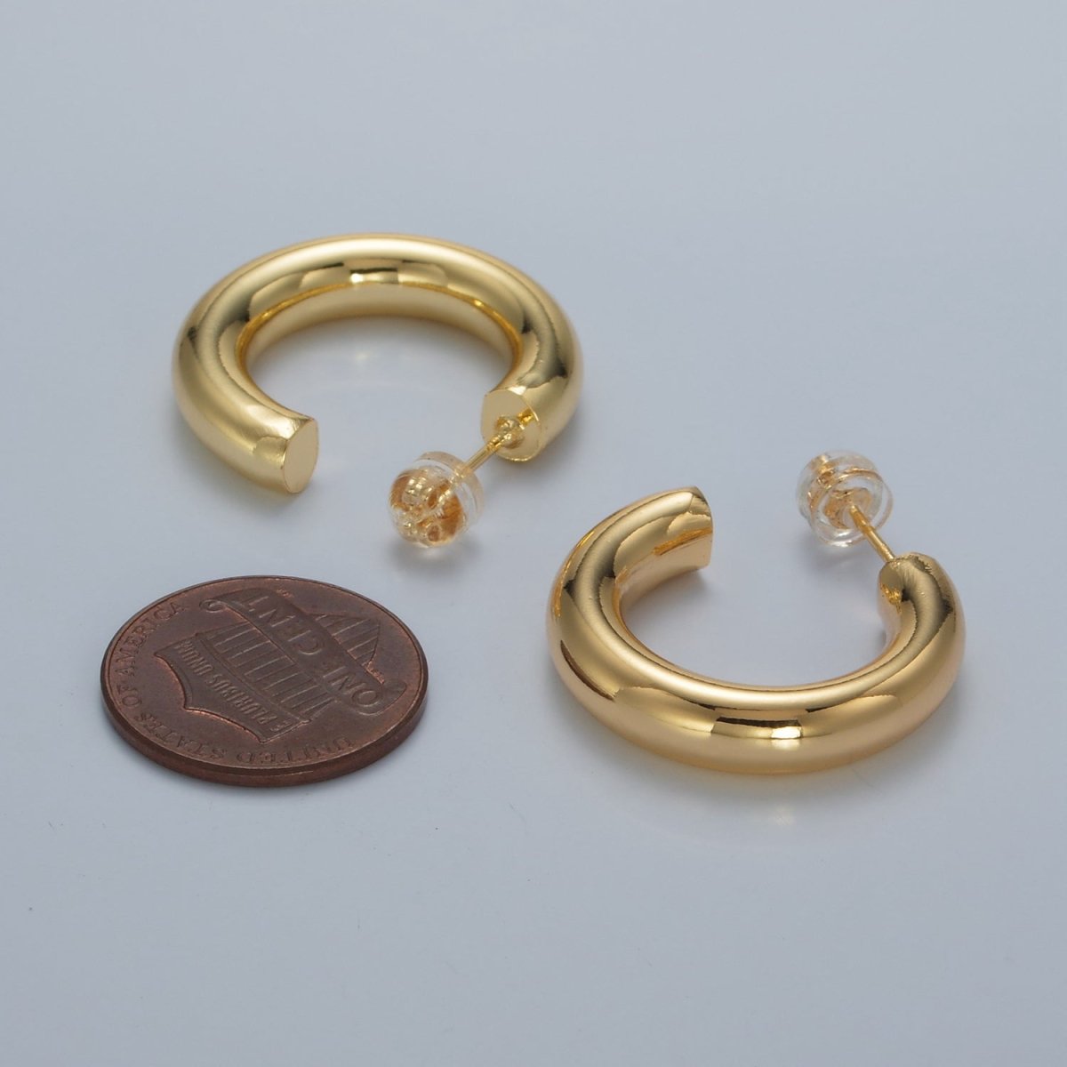 24k Gold plated Chunky Minimalist Tube Hoop Earrings | AD - 644 - DLUXCA
