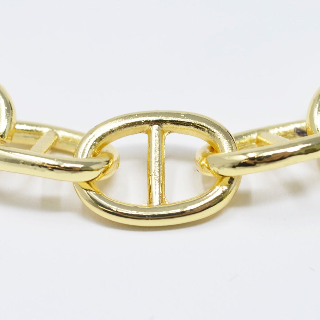 24k Gold plated Chunky Statement Thick Bold Mariner Anchor Chain by Yard, Wholesale Bulk Roll Chain For Jewelry Making, 13.6X18.4mm Anchor Chain Unfinished Chain For Necklace Bracelet Anklet Component Supply | ROLL-451 Clearance Pricing - DLUXCA