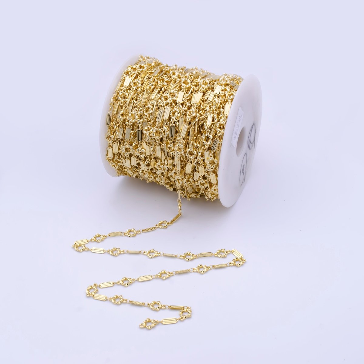 24K Gold plated Chunky Unique Chain Gold plated Flat Bar Link Chain, Unique Unfinished Chain in Gold For Jewelry Making | ROLL-780 Clearance Pricing - DLUXCA