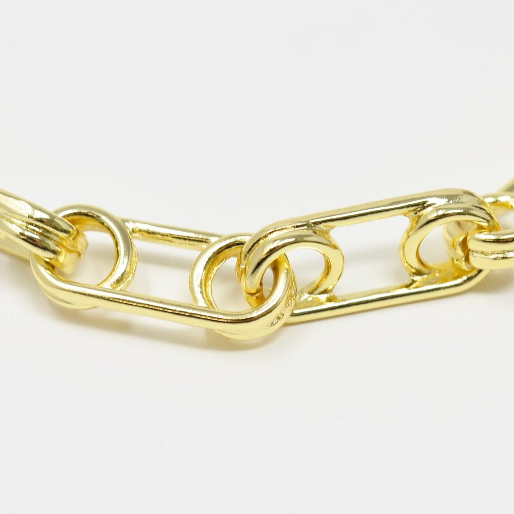 24K Gold plated Chunky Unique Statement Roll Chain By Yard For Jewelry Making | ROLL-452 Clearance Pricing - DLUXCA