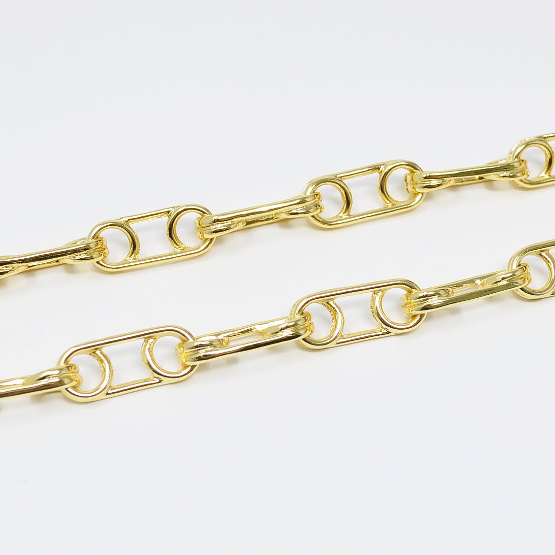 24K Gold plated Chunky Unique Statement Roll Chain By Yard For Jewelry Making | ROLL-452 Clearance Pricing - DLUXCA