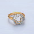 24K Gold plated Circular Buckle Open Band Mixed Metal Ring | O1427 - DLUXCA