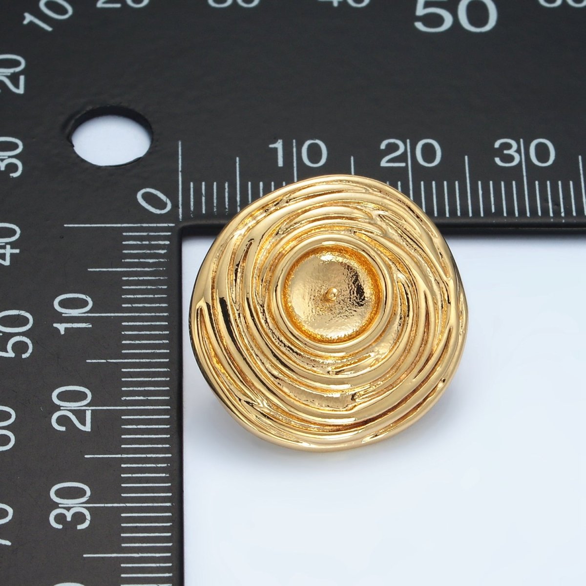 24K Gold plated Circular Needle Drill Stud Earring Findings | Z893 - DLUXCA