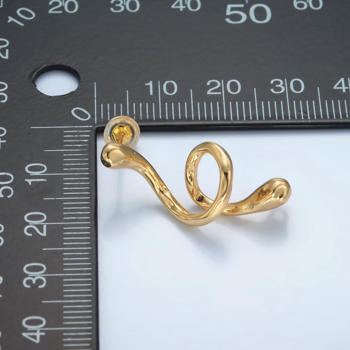 24K Gold plated Circular Snake Serpent Open Loop Drop Stud Earrings | Z887 - DLUXCA