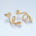 24K Gold plated Circular Snake Serpent Open Loop Drop Stud Earrings | Z887 - DLUXCA