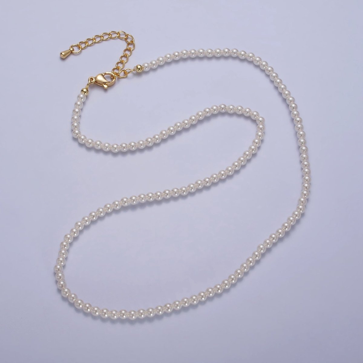 24k Gold plated Classic Pearl Necklace 16.5 inch Bridal Necklace with Adjustable 2" Extender Chain | WA-1558 Clearance Pricing - DLUXCA