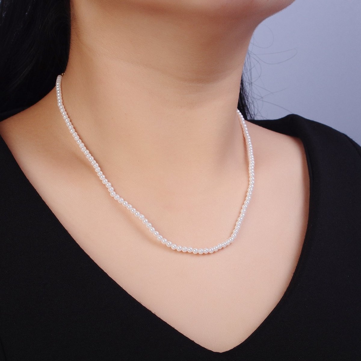 24k Gold plated Classic Pearl Necklace 16.5 inch Bridal Necklace with Adjustable 2" Extender Chain | WA-1558 Clearance Pricing - DLUXCA