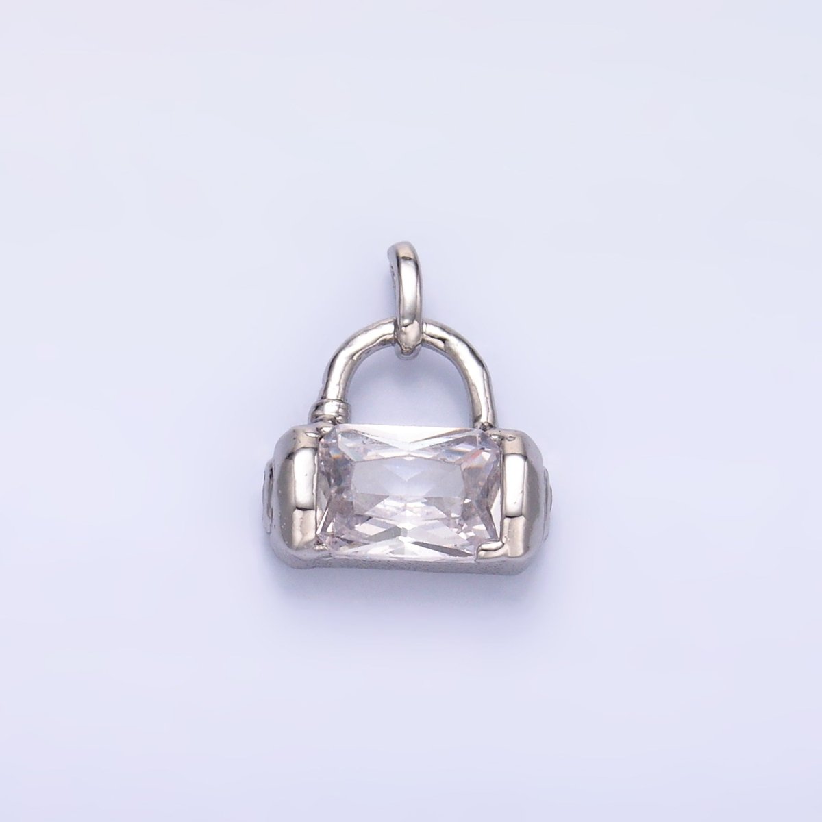 24K Gold plated Clear Baguette CZ Bag Purse Charm in Gold & Silver | AA1486 