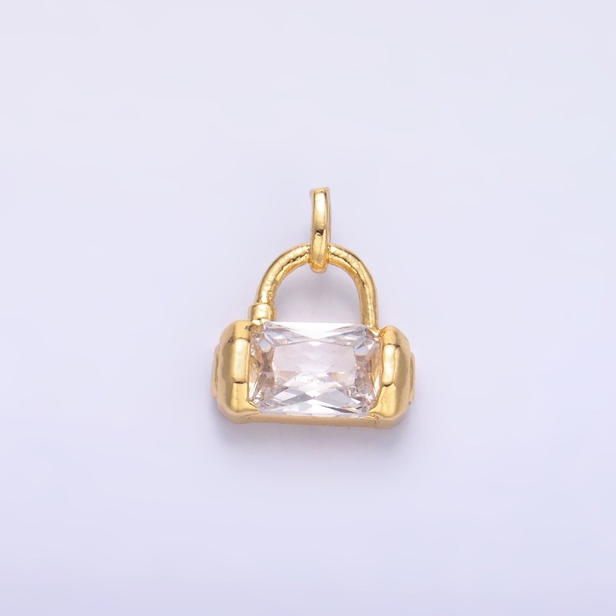 24K Gold plated Clear Baguette CZ Bag Purse Charm in Gold & Silver | AA1486 