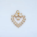 24K Gold plated Clear Baguette CZ Open Heart Bezel Charm | E736 - DLUXCA