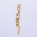 24K Gold plated Clear Baguette CZ Twisted Charm in Gold & Silver | W812 