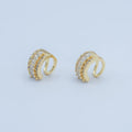 24K Gold plated Clear Baguette Micro Paved CZ Ear Cuff Earrings | AI174 