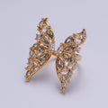 24K Gold plated Clear Cubic Zirconia Grand Gold Butterfly Mariposa Adjustable Statement Ring O-793 - DLUXCA