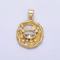 24K Gold plated Clear CZ Abstract Geometric Round Pendant | AA204 - DLUXCA