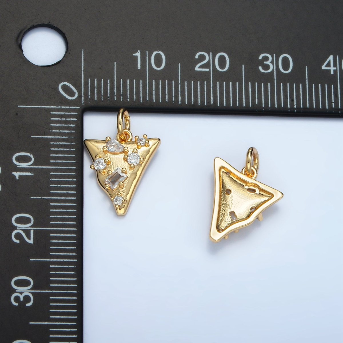 24K Gold plated Clear CZ Abstract Triangle Charm | E091 - DLUXCA