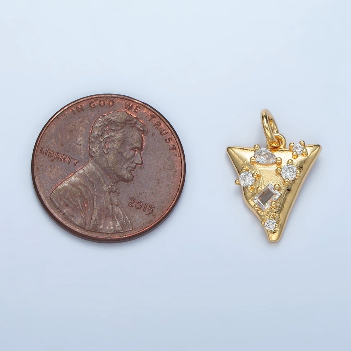24K Gold plated Clear CZ Abstract Triangle Charm | E091 - DLUXCA