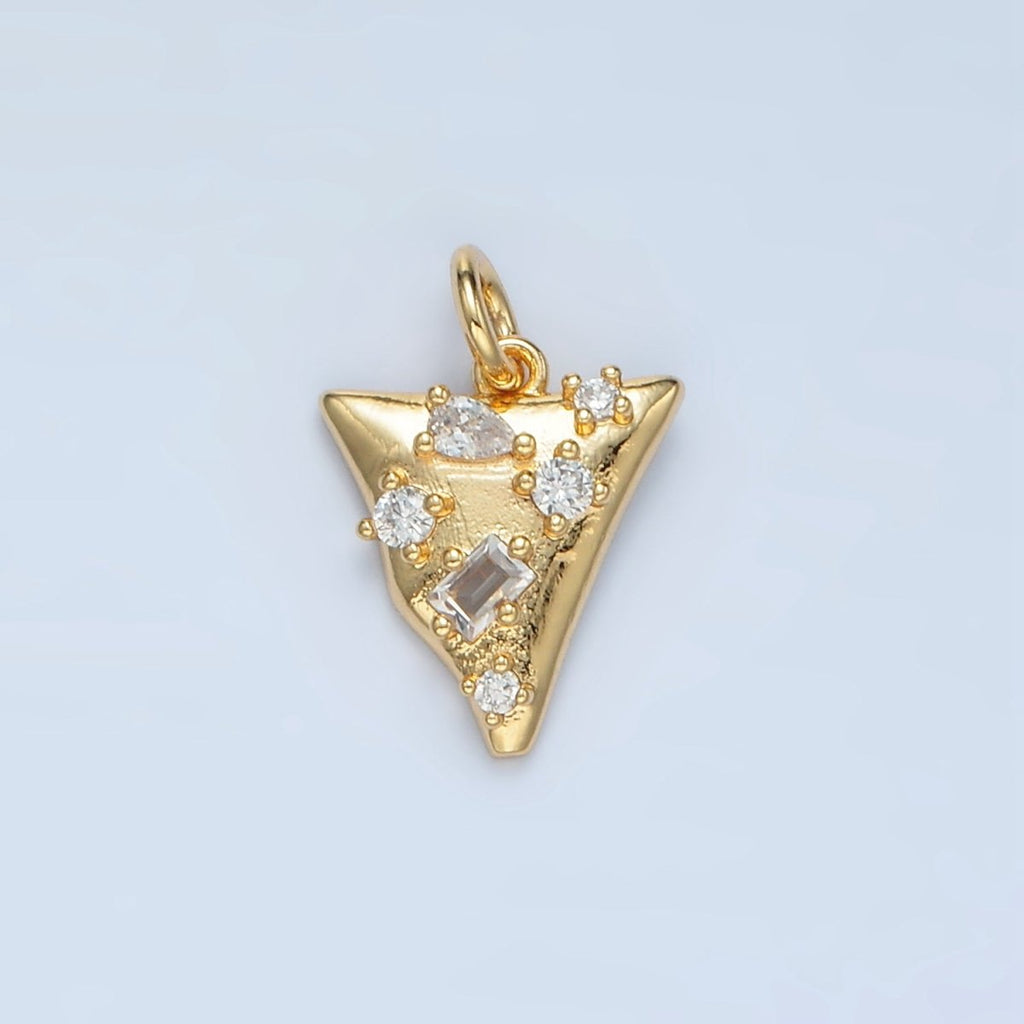 24K Gold plated Clear CZ Abstract Triangle Charm | E091 - DLUXCA