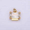 24K Gold plated Clear CZ Baguette Bar Bezel Add-On Charm | AC876 - DLUXCA